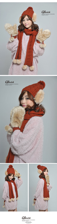 Комплект шапочка+шарфик+варежки с меховушками