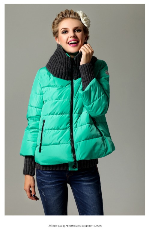 стильная пуховая куртка 2014 Moncler ( вязаный ворот, манжеты, пояс)