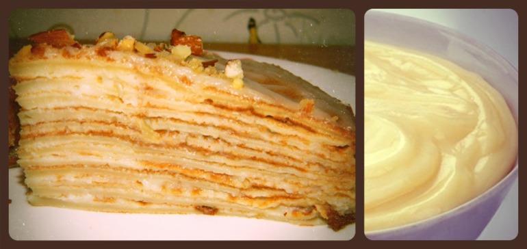 Блинный торт с заварным кремом.