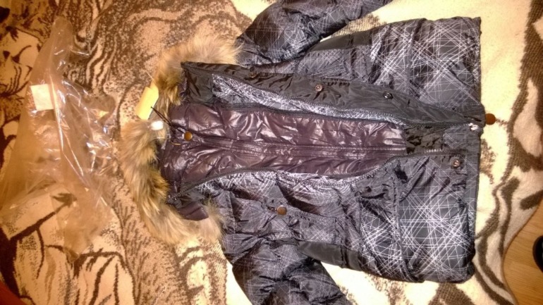 Новая куртка-пуховик Cherche рост 104 серый в клеточку)) 2700 руб