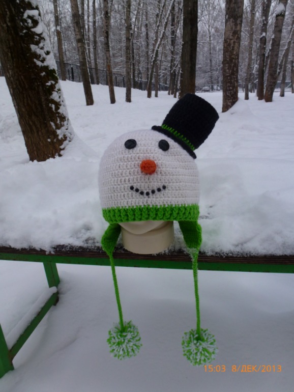 шапка снеговик