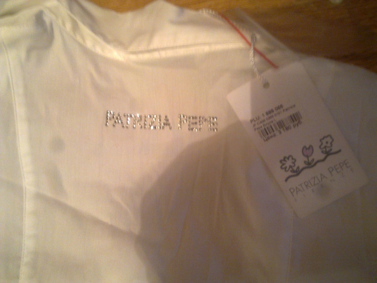 Белая блузка патриция пепе размер L(детский) стрейч 1800 новая с бирками
