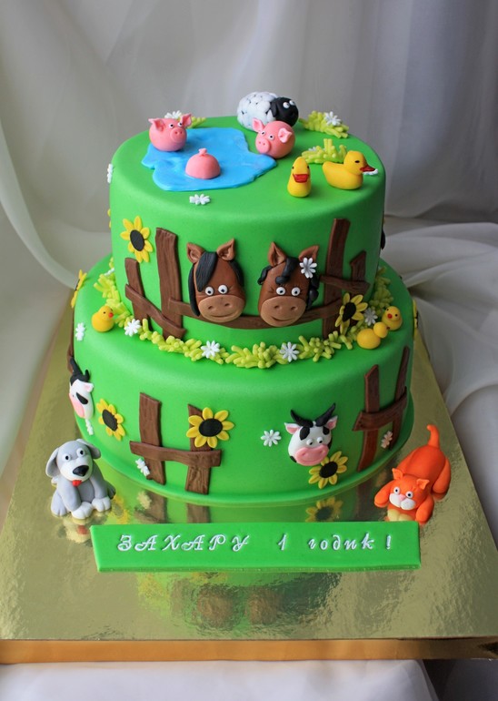 Торт "Животные на ферме".