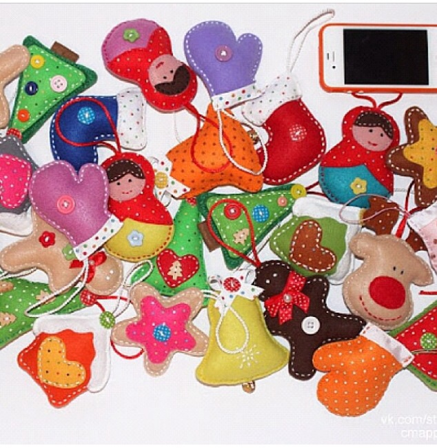 Новогодние игрушки из фетра и не только