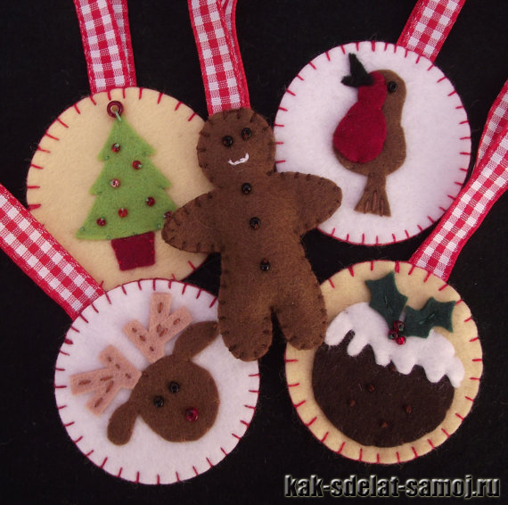 Подборка для вдохновения елочных игрушек и интересных деталей к Новому году из ФЕТРА