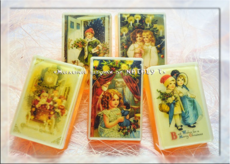 Новогодние мыльные винтажные открытки.