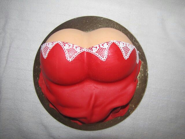 торт женский бюст...Девочки спасибо за советы по поводу телестной мастики..вот что у меня получилось))