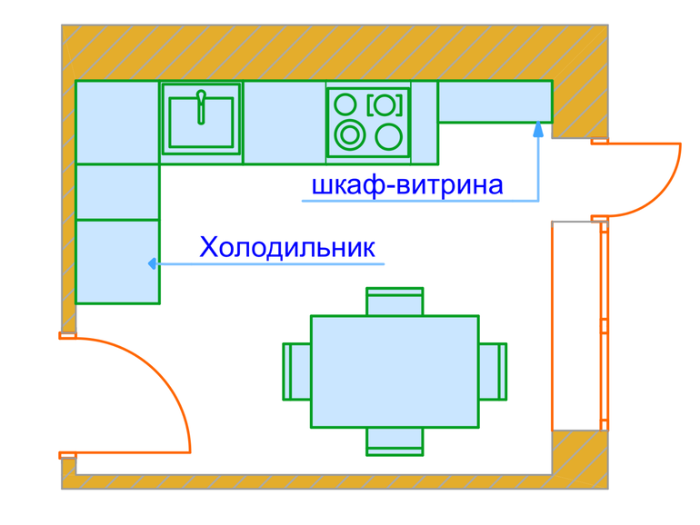 Как обозначается холодильник на плане квартиры