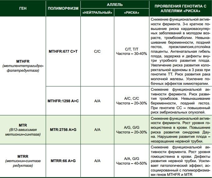 Беременность и полиморфизмы генов фолатного цикла: какую дозу и форму фолатов выбрать?