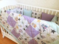 Бортики в кроватку Комплект Совы в лиловом