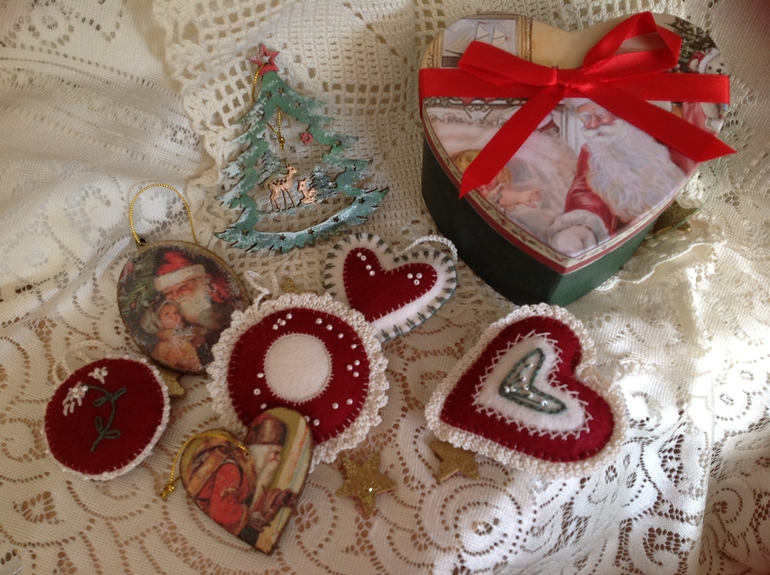 Подарки к Новому Году, ручная работа, игрушки из фетра, декупаж!