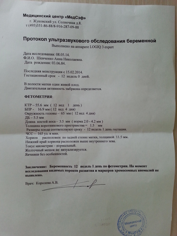 Наш третий малыш. Скрининг 12 недель.