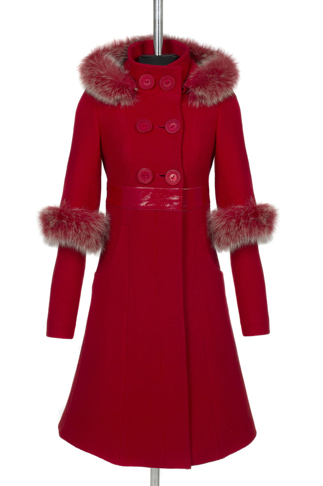 Пальто женское утепленное Песец Варенка Красный