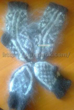 Комплект носки-варежки из козьего пуха