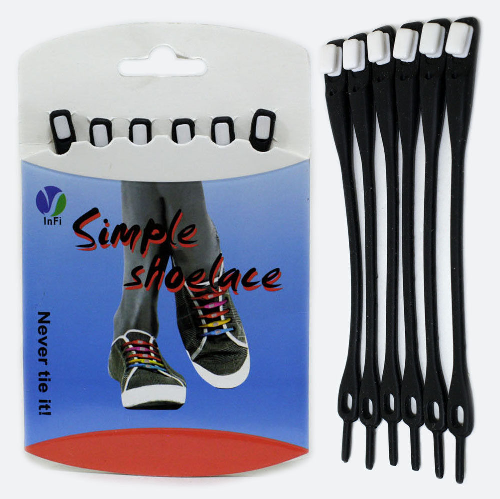Шнурки силиконовые Simple shoelace черные 6pcs 12см