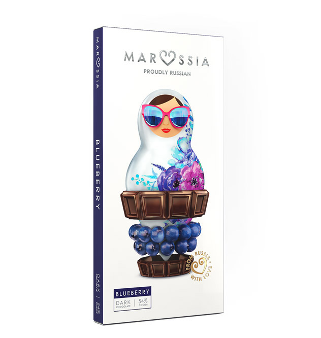 Шоколад "MARUSSIA" Темный с черникой 54%, 100гр*10