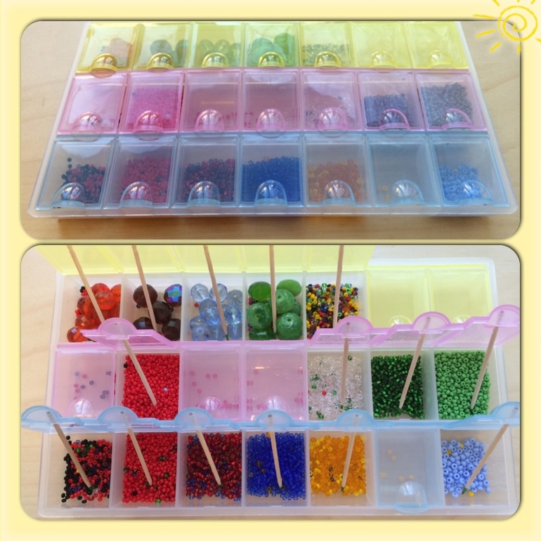 Продаю контейнер с бисером и бусинами для работ по бисероплетению.