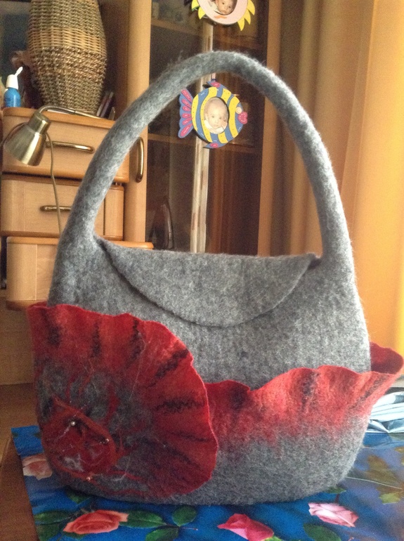 Стильная сумка. 100% шерсть. Валяние