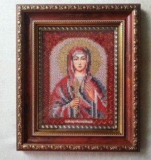 Иконы вышитые бисером. Святая Людмила, Св. Валентина, Св. Анастасия