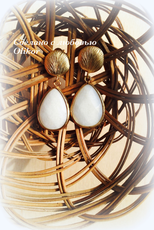 Серьги с нефритом