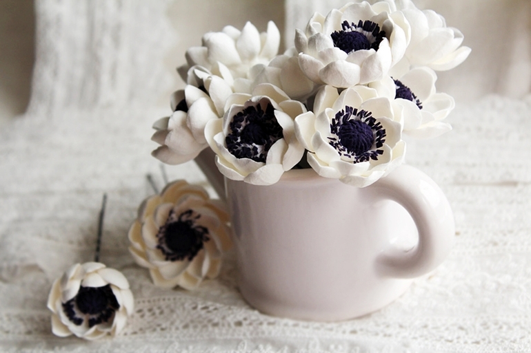 Свадебные аксессуары, украшения, букетики из японской глины!