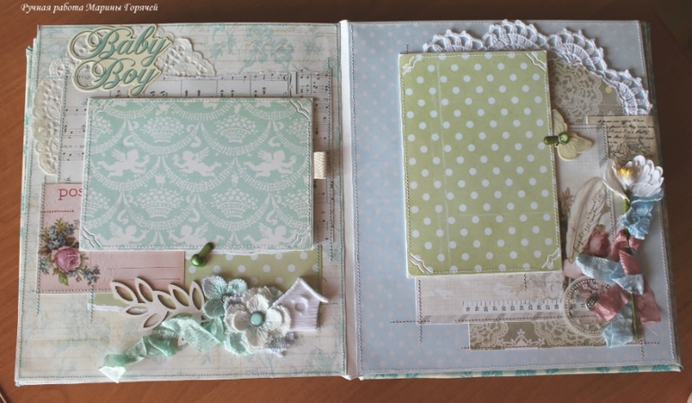 Альбом для новорожденного мальчика - винтаж и кружева!