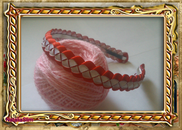 оплетение ободка атласными лентами