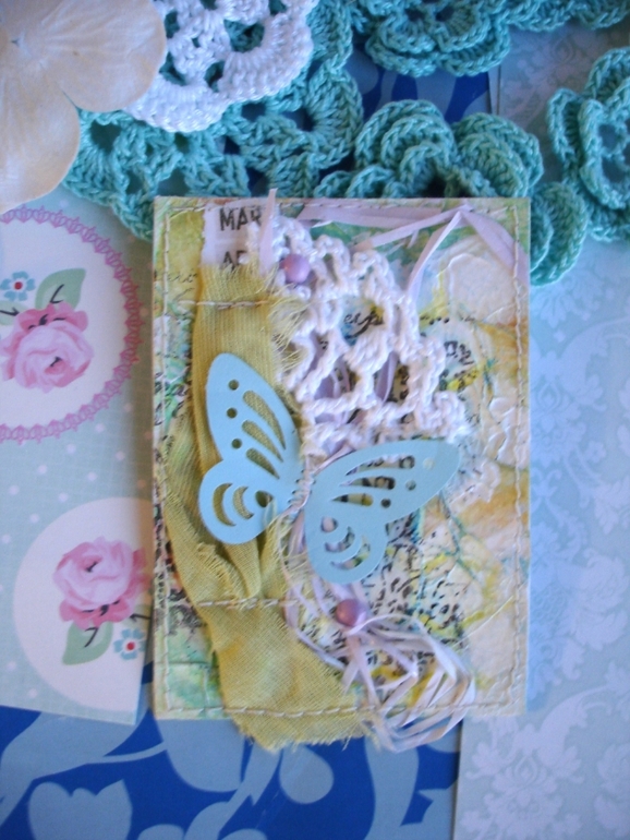 Конвертик бирюза/ желтый. Шебби.