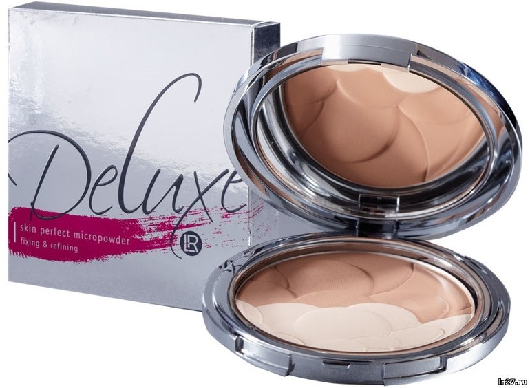 LR Deluxe Двухцветная пудра идеальная кожа, Блеск в подарок!!!