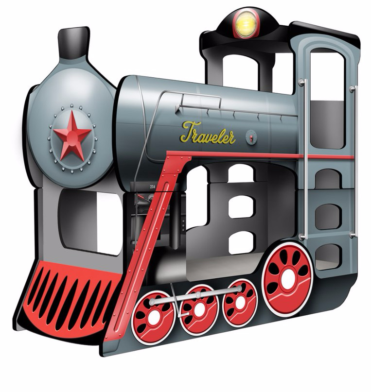 Двухъярусная кровать - Паровоз "DreamTrain" синий Верхнее спальное место 80*190 см, нижнее - 80*190 см. Общий размер 85*215*215 см  Цена 31 500 руб.