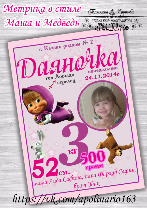 Метрика в стиле Маша и Медведь