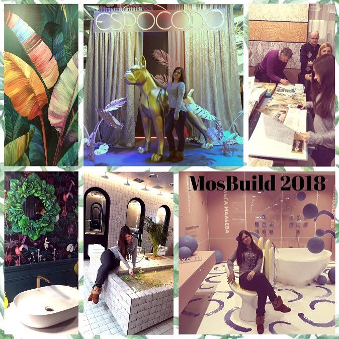 Выставка MosBuild 2018. Конечно же особое внимание, привлекла к себе специальная экспозиция Bathroom Biennale. А в целом большинство представленных материалов направлены на природную тематику,что не может не вдохновлять.Принты с крупными цветами,растительность а-ля джунгли,яркие розовые фламинго,фактурные фрески и обои.Вдохновились,а теперь работать,работать и ещё раз работать!)