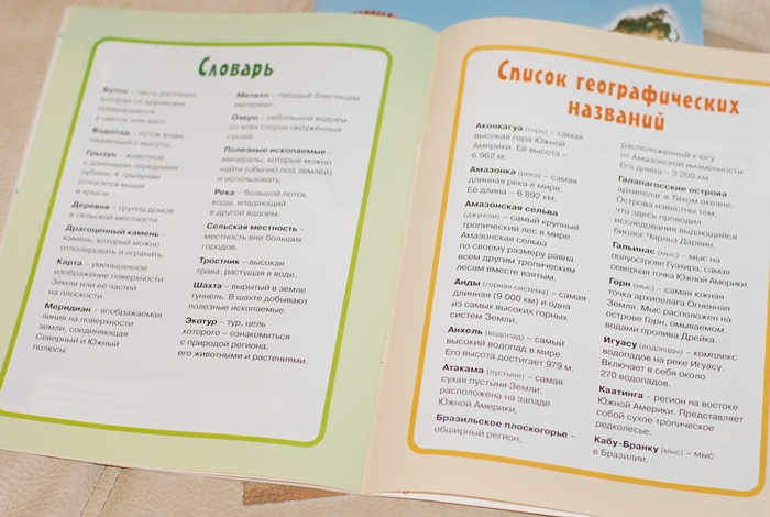 Книга о животных и маленькие географические атласы.