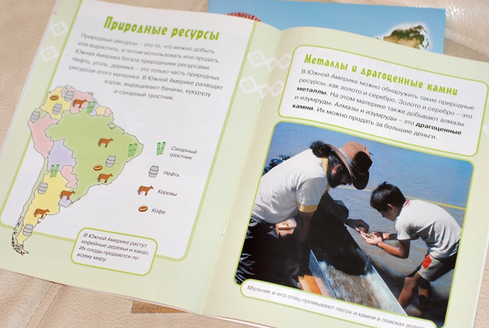 Книга о животных и маленькие географические атласы.