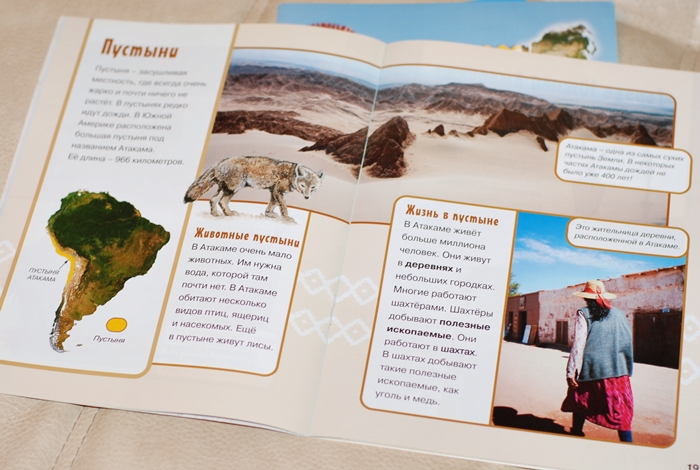 Книга о животных и маленькие географические атласы.