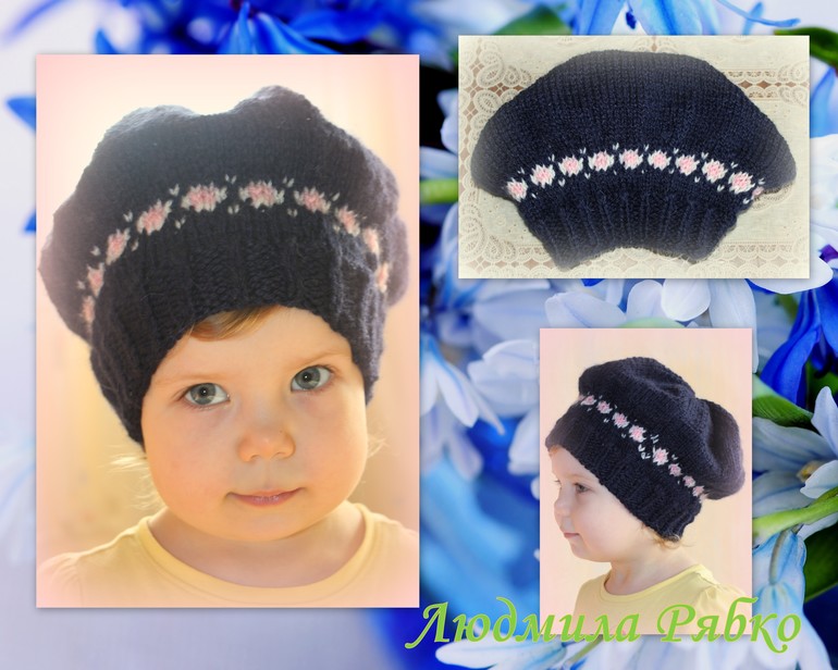 Берет для девочки 50-52 см ручной вязки