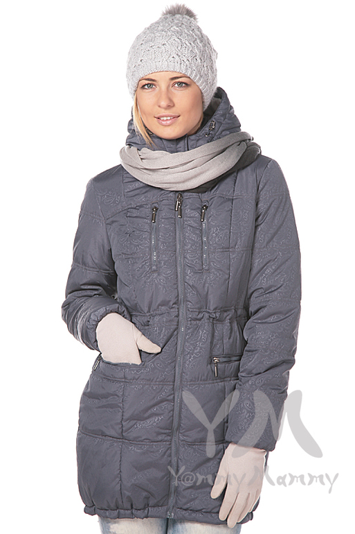 Cлингокуртка зимняя 3 в 1 YammyMammy индиго/принт/серый 