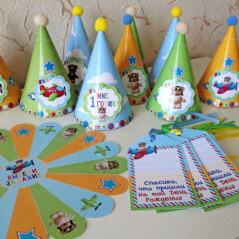 Набор с мишуткой пилотом для первого дня рождения Ромочки