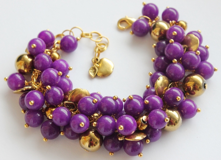 Браслет "Фиолетовый агат в золоте"