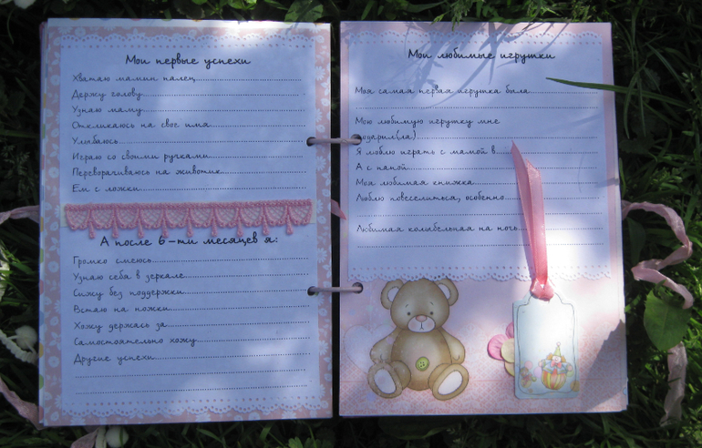 Блокнот-альбомчик о памятных моментах малыша