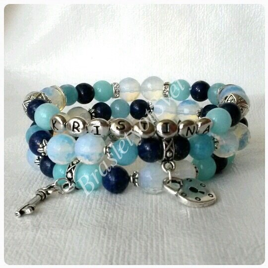 Браслеты с именами из натуральных камней