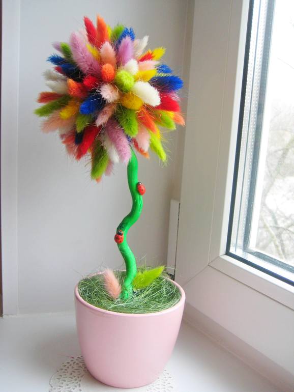 Топиарий Радужный мохнатик.500р.
