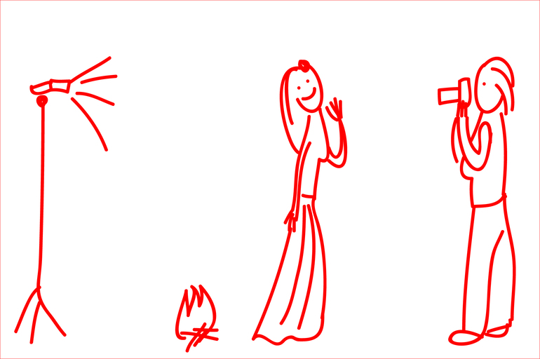 девушка. костер. вспышка )