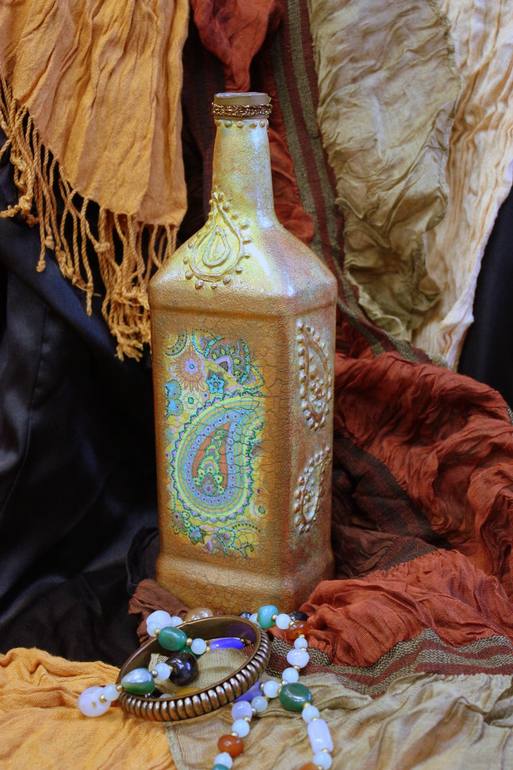 Мастер-класс по бутылке «Загадочная Индия».