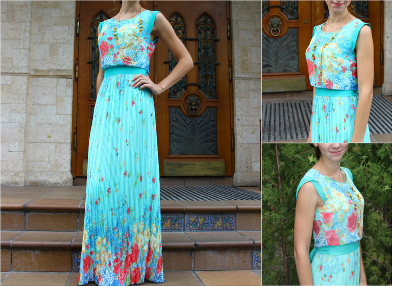 Длинное летнее платье 1 раз б/у - 1800 руб. (размер 42-46)