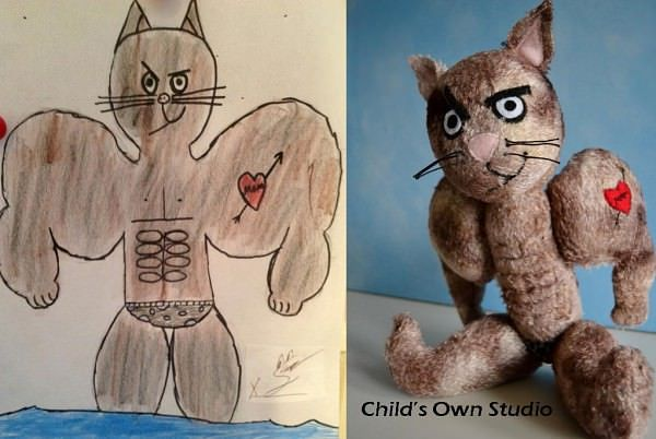 НЕОБЫЧНЫЕ ИГРУШКИ, СДЕЛАННЫЕ ПО РИСУНКАМ ДЕТЕЙ