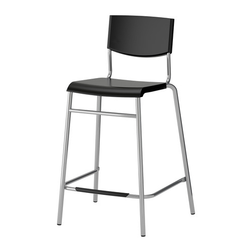 Барный стул Ikea Stackable Bar Stool with Backrest Black