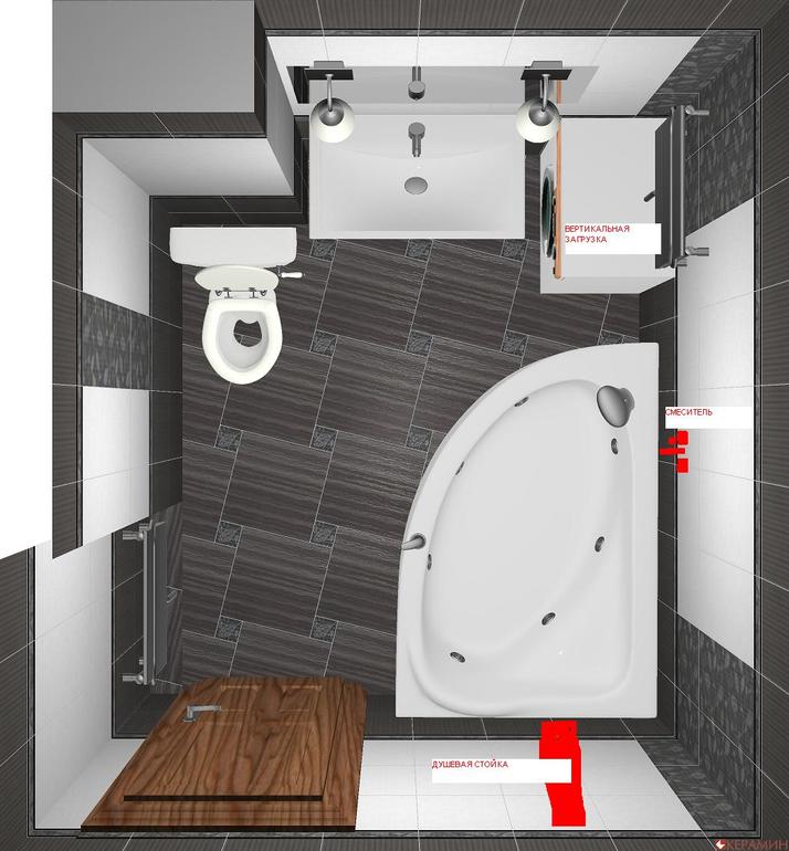 Душевая панель над ванной