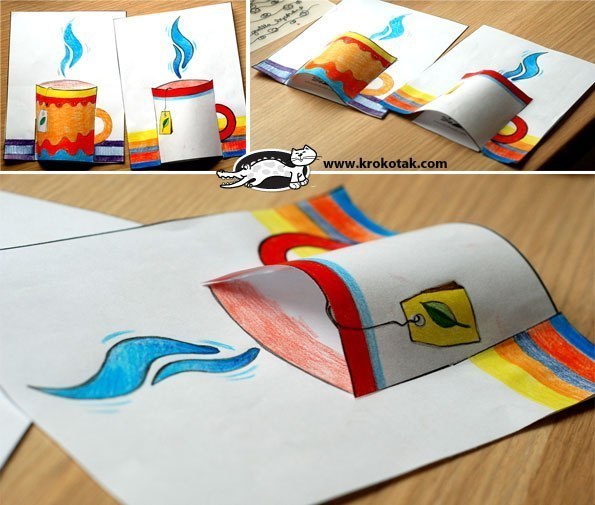 мастеркласс по открытке кружечке.займет вас и ребенка))