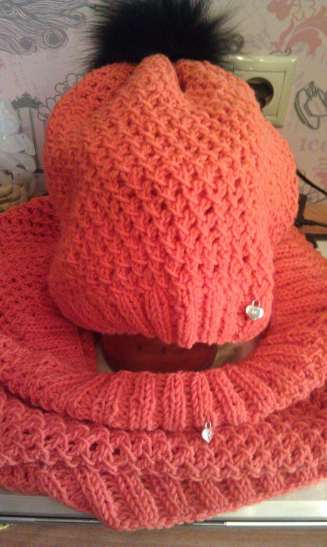 шапочка с шарфиком на заказ